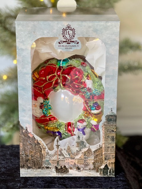 HURAS FAMILY GLASS ORNAMENTS - JOLLY WREATH S937V