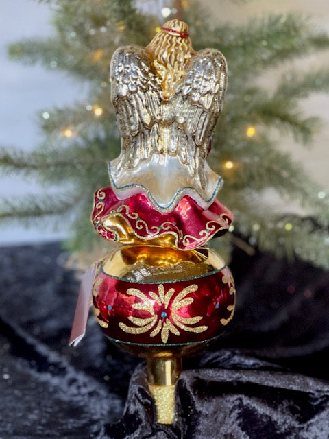 HURAS FAMILY GLASS ORNAMENTS - TREE TOPPER WITH GOLD ANGEL T17