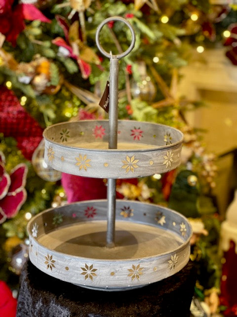 LUCERNE TIERED TIN STAND WITH CUT OUTS 9506