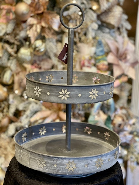 LUCERNE TIERED TIN STAND WITH CUT OUTS 9506