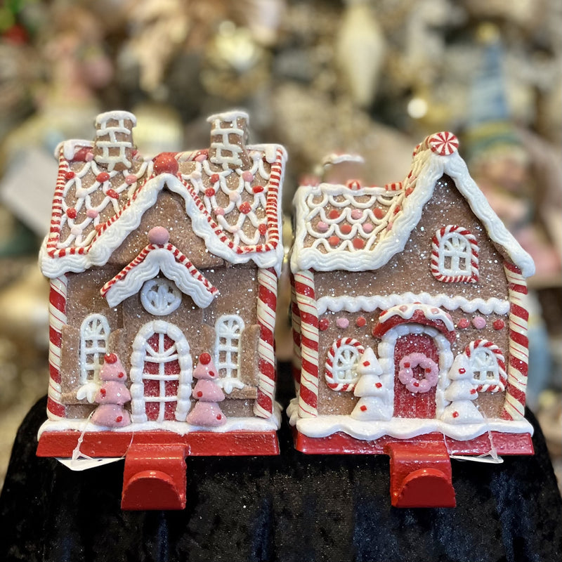 GINGERBREAD HOUSE 1 CHIMNEY 6 INCH STOCKING HOLDER 4316090