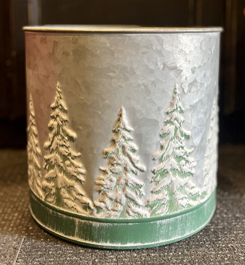 LARGE GALVANISED TIN BUCKET WITH EMBOSSED TREES LARGE 10 INCH 4312372