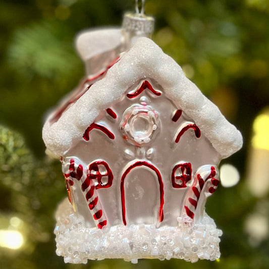 PEPPERMINT HOUSE GLASS ORNAMENT 4324507