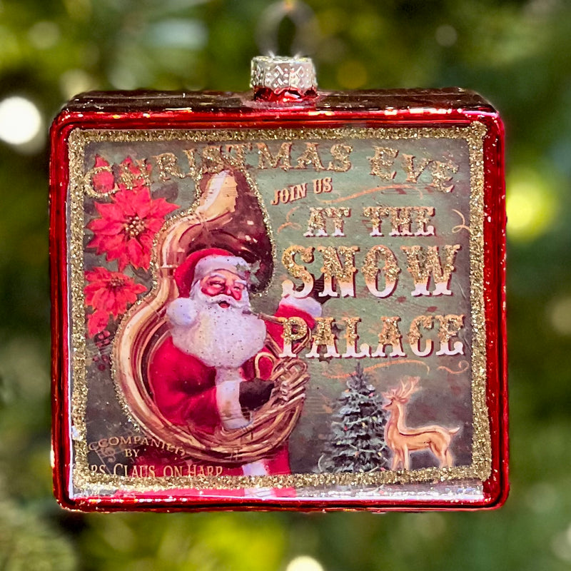 SQUARE SANTA WITH INSTRUMENT SNOW PALACE ORNAMENT 4324610