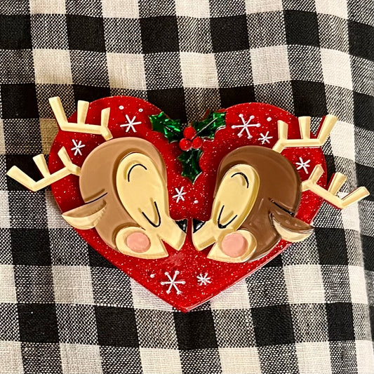 REINDEER CUPID ACYRLIC BROOCH