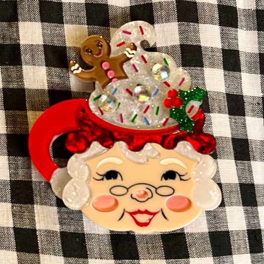 SOME LIKE IT HOT MRS CLAUS KITSCHY CHRISMTAS BROOCH