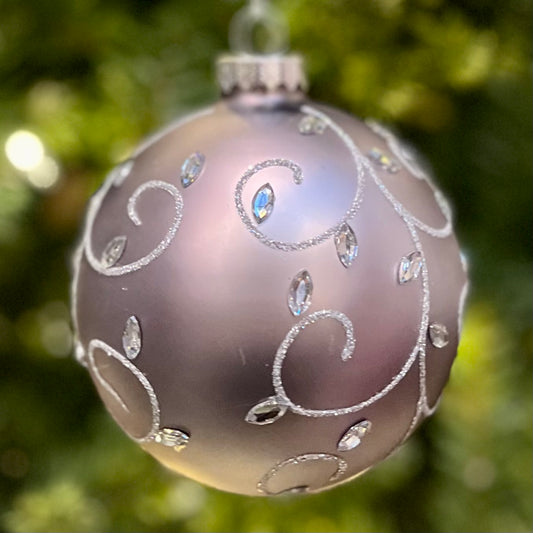 AMETHYST JEWELLED ROUND GLASS ORNAMENT 4320909