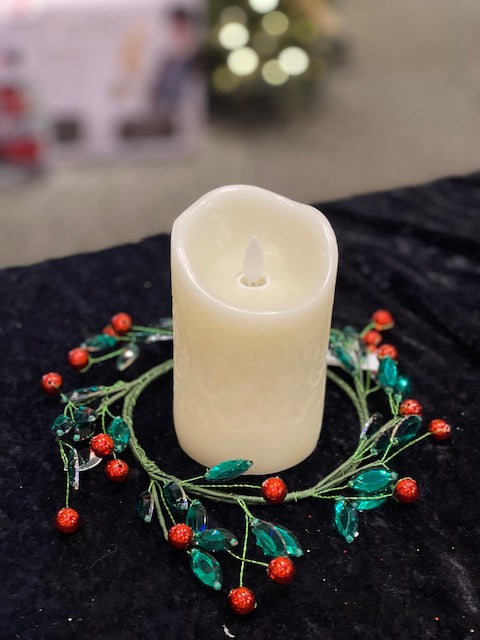 JEWELLED HOLLY 8 INCH CANDLE RING 4417757