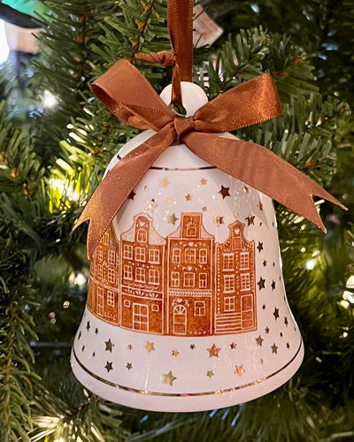 CERAMIC GINGERBREAD VILLAGE BELL ORNAMENT RTM634