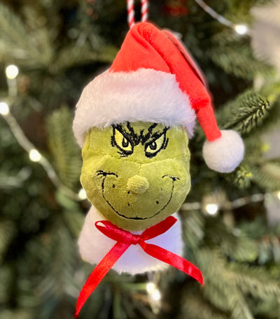 PLUSH GRINCH WITH COLLAR HANGING ORNAMENT 21131