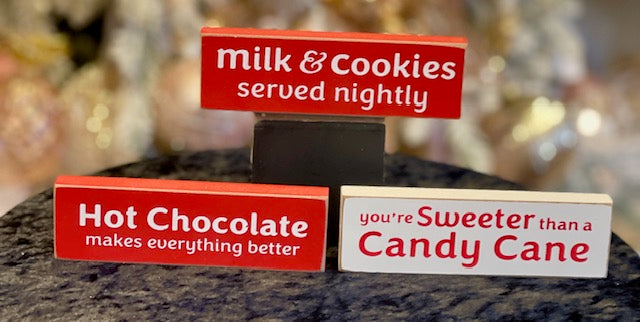 SWEETER THAN CANDY CANE RED BLOCK SIGN 37236