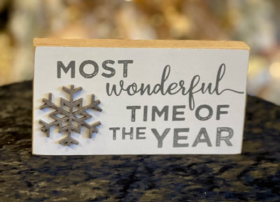 MOST WONDERFUL TIME SNOWFLAKE BLOCK SIGN 35209