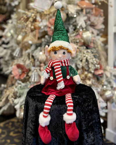 SPARKLY RED SITTING GIRL ELF 21103