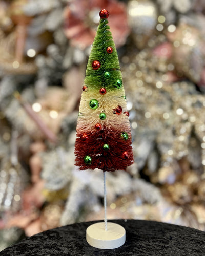 LARGE TRI COLOUR WITH BAUBLES BRISTLE TREE