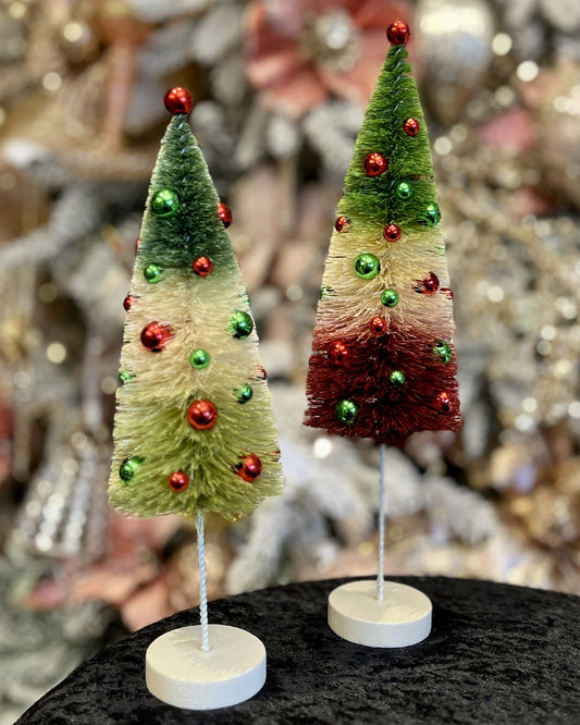 LARGE TRI COLOUR WITH BAUBLES BRISTLE TREE