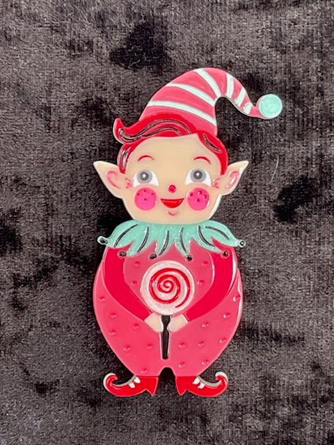 JOLLY OLD PINK ELF ACRYLIC BROOCH