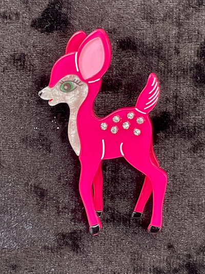 FAWNTASIA PINK DEER ACRYLIC BROOCH