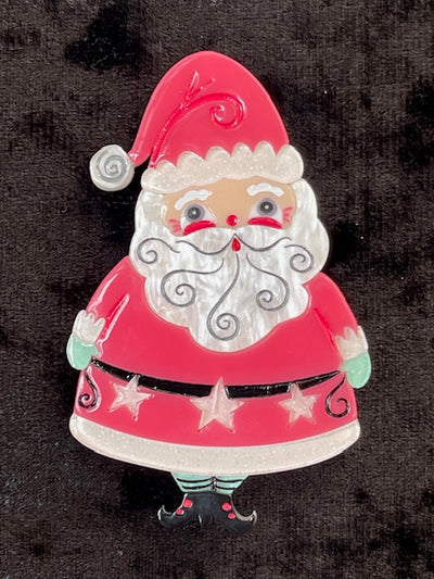 SANTA JOLLY OLD ELF ACRYLIC BROOCH