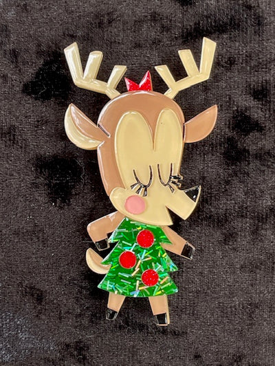 DANCER REINDEER ACRYLIC BROOCH