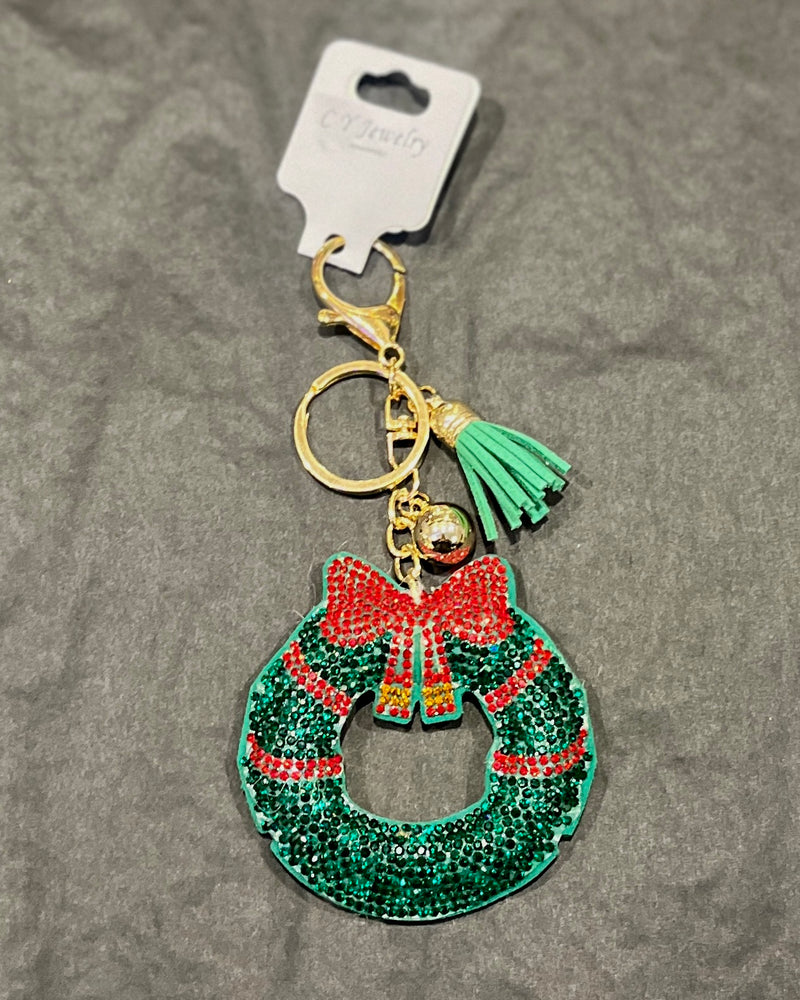 CHRISTMAS BLING WREATH KEYRING