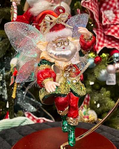 MARK ROBERTS - SANTA FAIRY DANCING GLASS HANGING ORNAMENT 38-43040