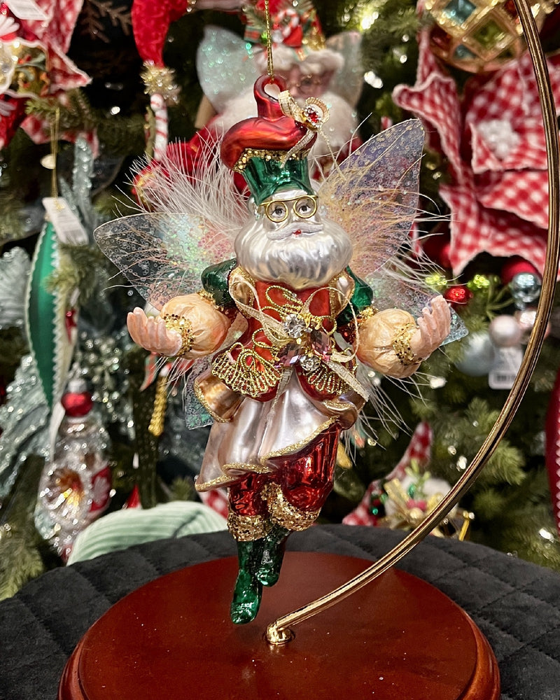 MARK ROBERTS - SANTA FAIRY WITH GOLD SKIRT GLASS HANGING ORNAMENT 38-43040