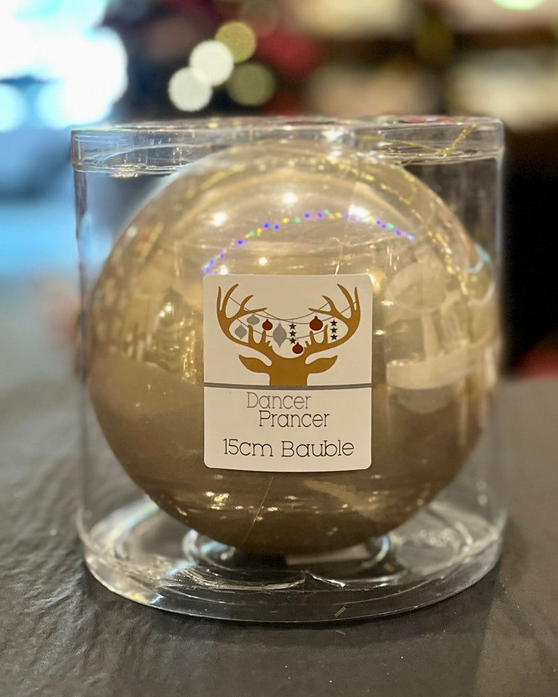 SHATTERPROOF PEARL FINISH CHAMPAGNE BAUBLE 15CM X368626