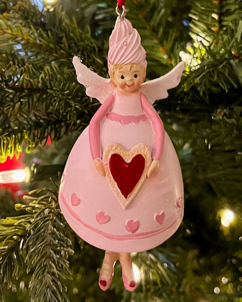 PINK ANGEL WITH HEART HANGING ORNAMENT RTM612