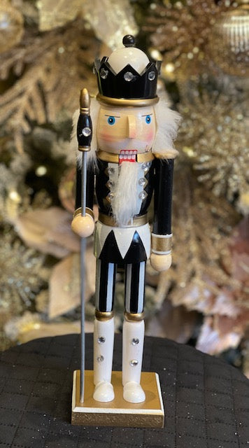 BLACK & WHITE WOODEN NUTCRACKER NC009