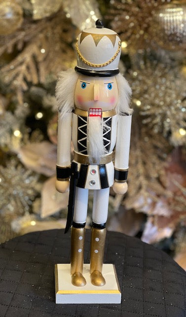 BLACK & WHITE WOODEN NUTCRACKER WITH SWORD NC010