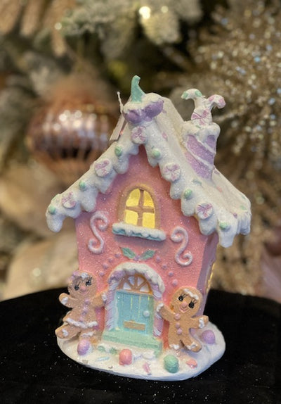 PASTEL SMALL GINGERBREAD LED HOUSE B XSWT76