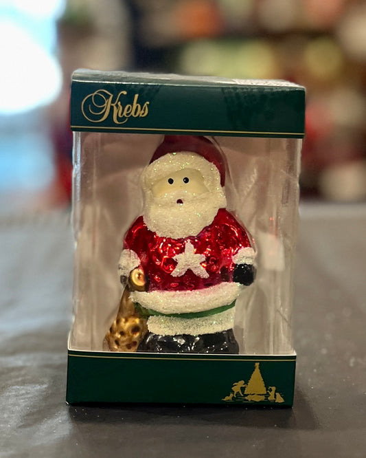 SANTA WITH STAR GLASS HANGING ORNAMENT 76500A