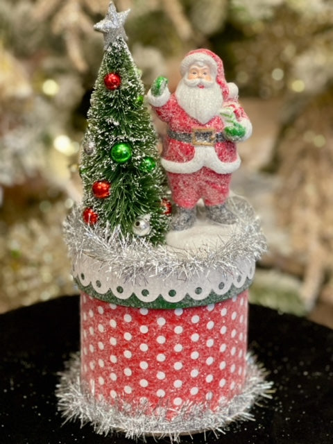 VINTAGE SANTA TREE ON POLKA DOT BOX 4416193