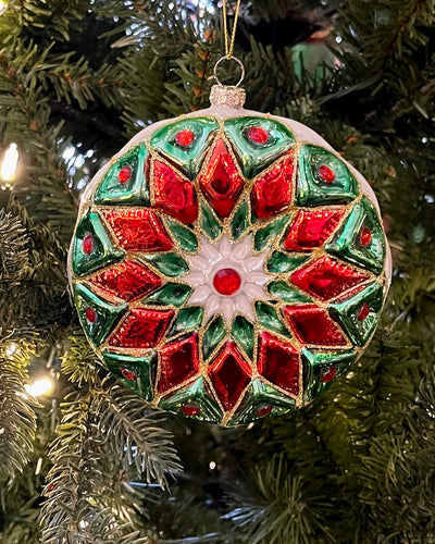 STARBURST GREEN/RED GLASS HANGING ORNAMENT 4424535