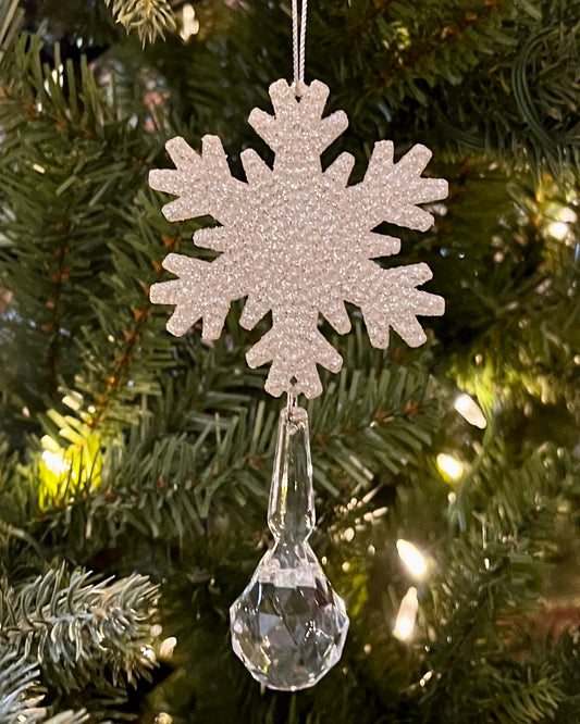 SNOWFLAKE WITH ROUND CRYSTAL DROP HANGING ORNAMENT 4320034