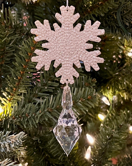 SNOWFLAKE WITH TEARDROP CRYSTAL DROP HANGING ORNAMENT 4320034