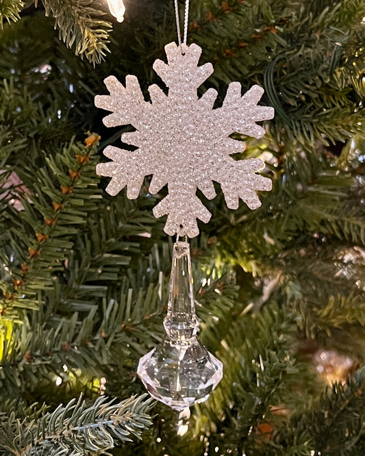SNOWFLAKE WITH ONION CRYSTAL DROP HANGING ORNAMENT 4320034