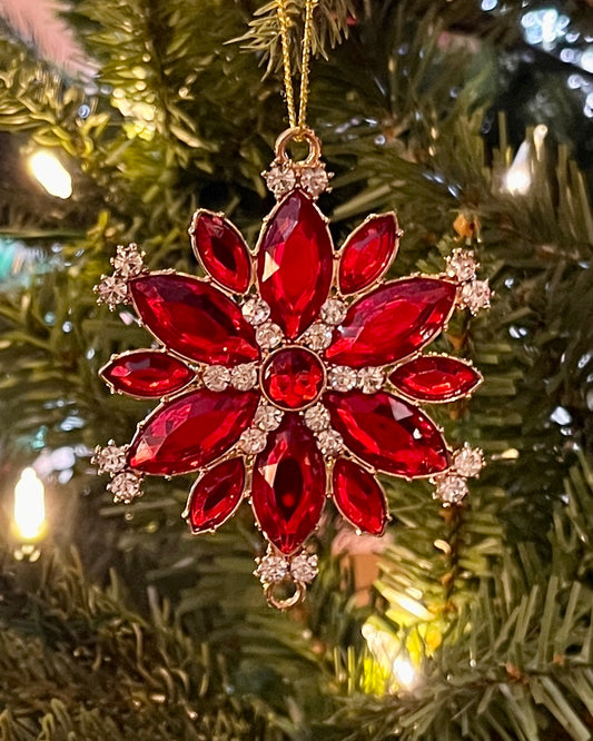RED JEWEL SNOWFLAKE HANGING ORNAMENT 4416238