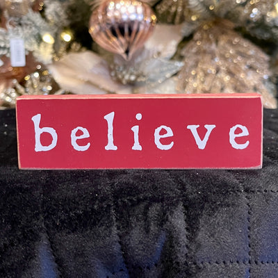 RED BELIEVE WOODEN BLOCK 35166