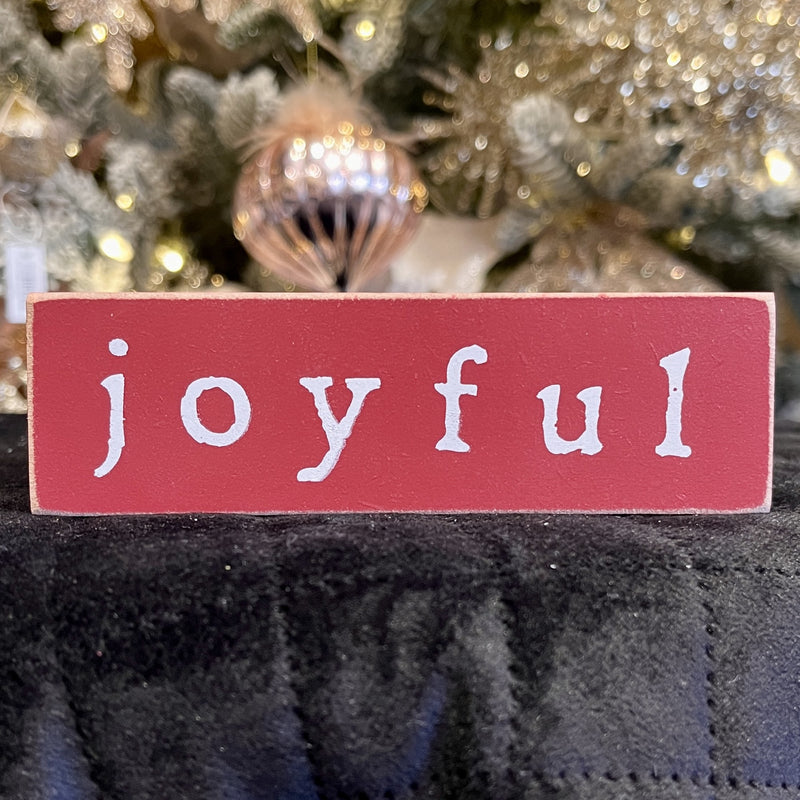 RED JOYFUL WOODEN SIGN 35719