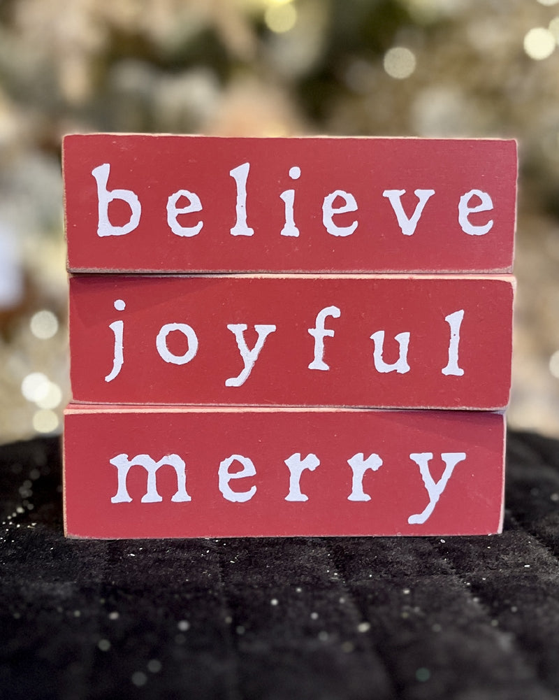 RED JOYFUL WOODEN SIGN 35719