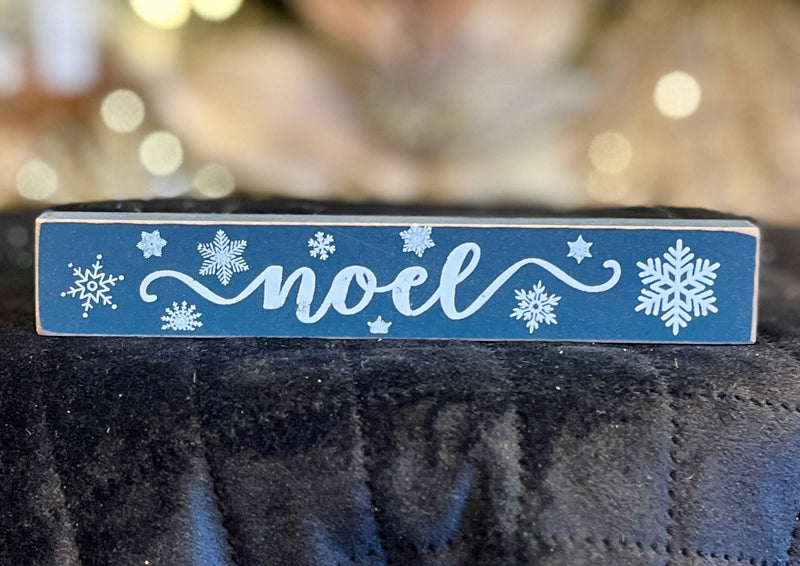 BLUE NOEL WOODEN LEDGE SIGN 35488