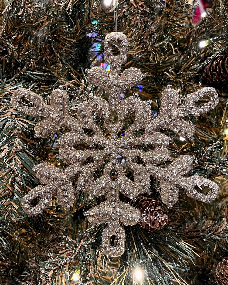 8 INCH CHAMPAGNE GLITTER SNOWFLAKE ORNAMENT B 4406635