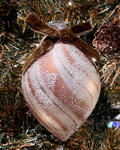 GINGERBREAD STRIPE TEARDROP GLASS HANGING ORNAMENT 4420883