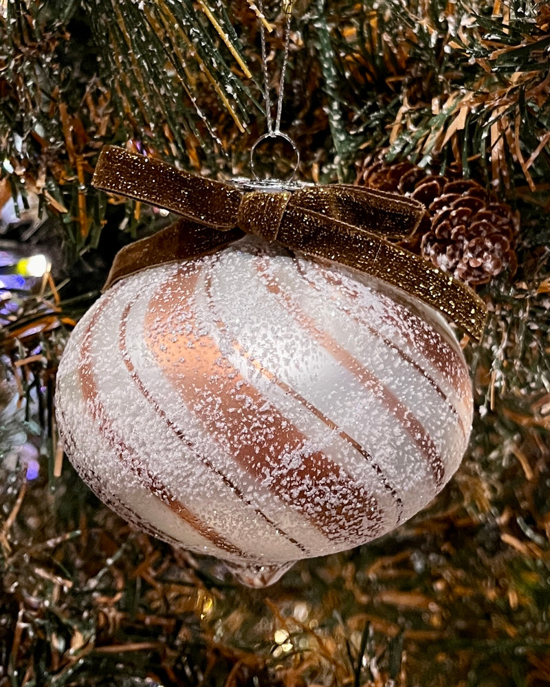 GINGERBREAD STRIPE ONION GLASS HANGING ORNAMENT 4420883