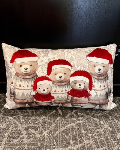 TEDDY BEAR FAMILY CHRISTMAS PILLOW