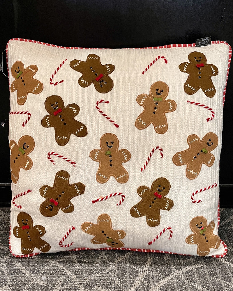 GINGERBREAD & CANDYCANE EMBROIDERED PILLOW