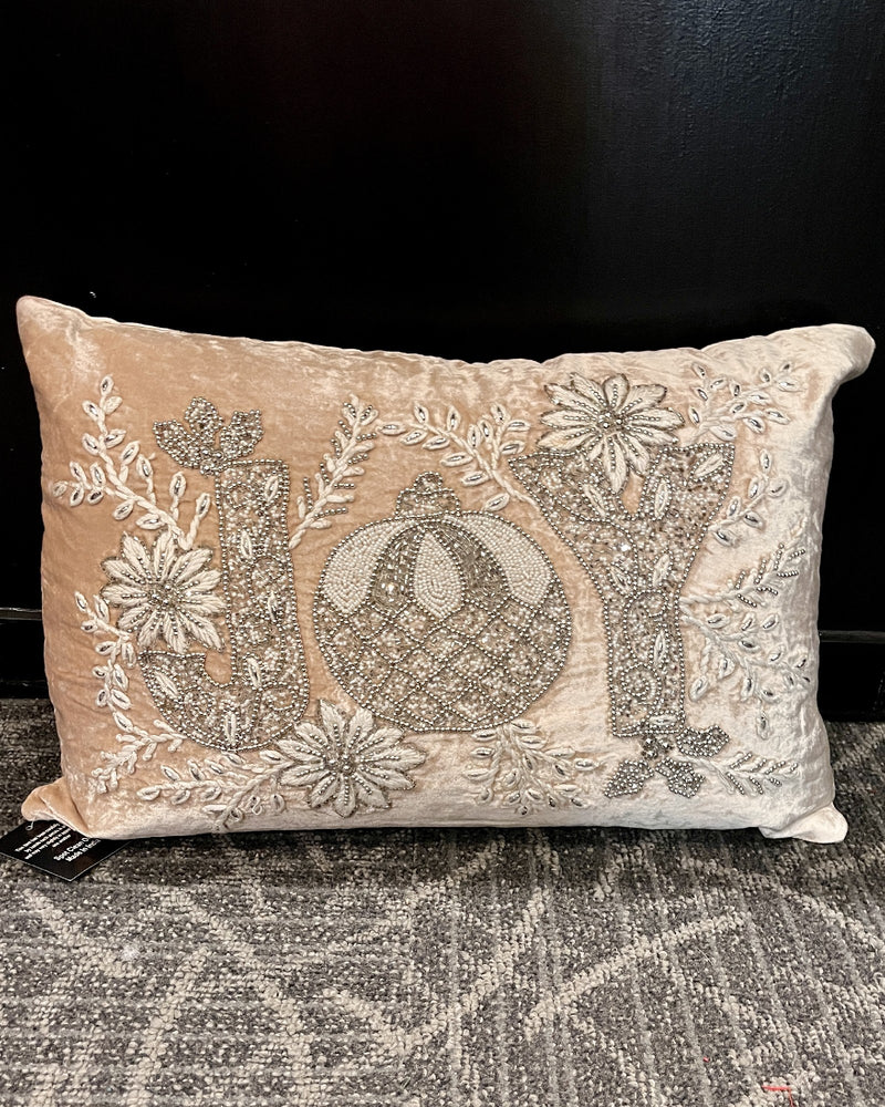 BLUSH PINK HAND BEADED JOY PILLOW