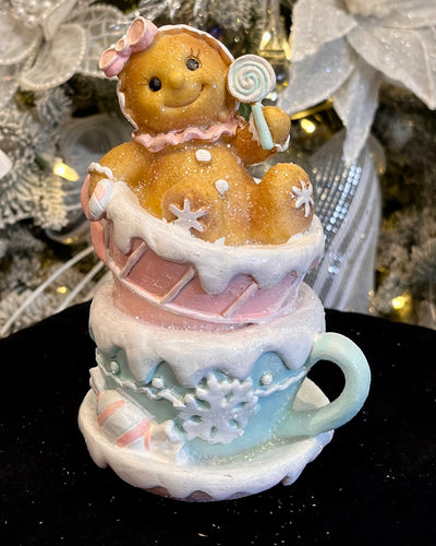 GINGERBREAD TWO TEACUP STACK XSWT35