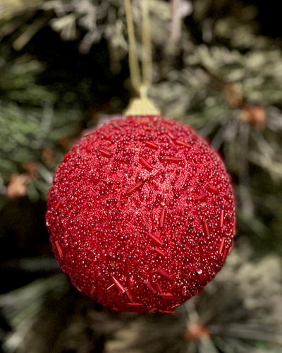 MATTE RED CONFETTI SHATTERPROOF BAUBLE CXZ050